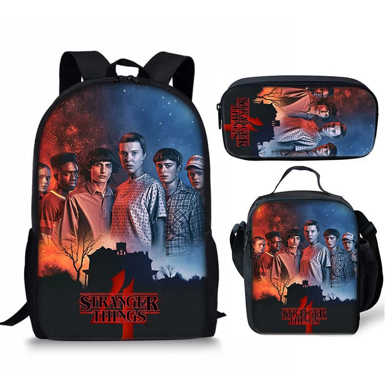 Amazon New Stranger Things 4 Student Backpack Three-Piece Set Kids Backpack