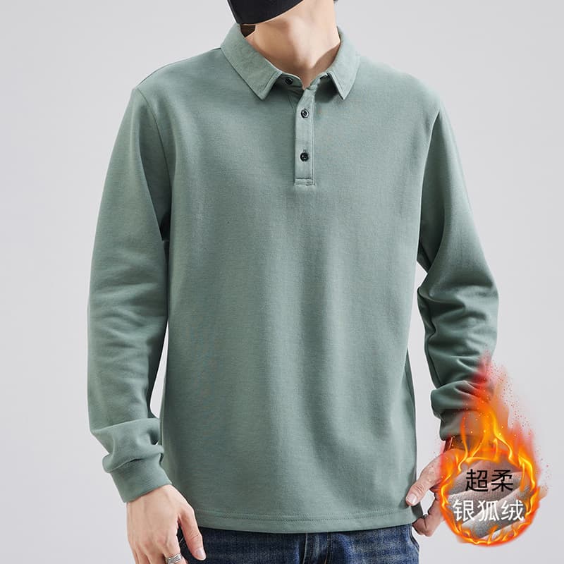 2026 Autumn/Winter New Long-Sleeve Polo Shirt Men's Turn-Down Collar T-Shirt Premium Casual Top for Men