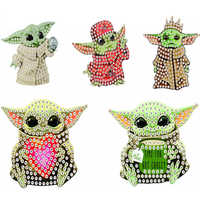 5D Diamond Painting Keychain, Yoda Crystal Diamond DIY Bright Diamond Acrylic Kit, Bulk Discount Keychain and Key