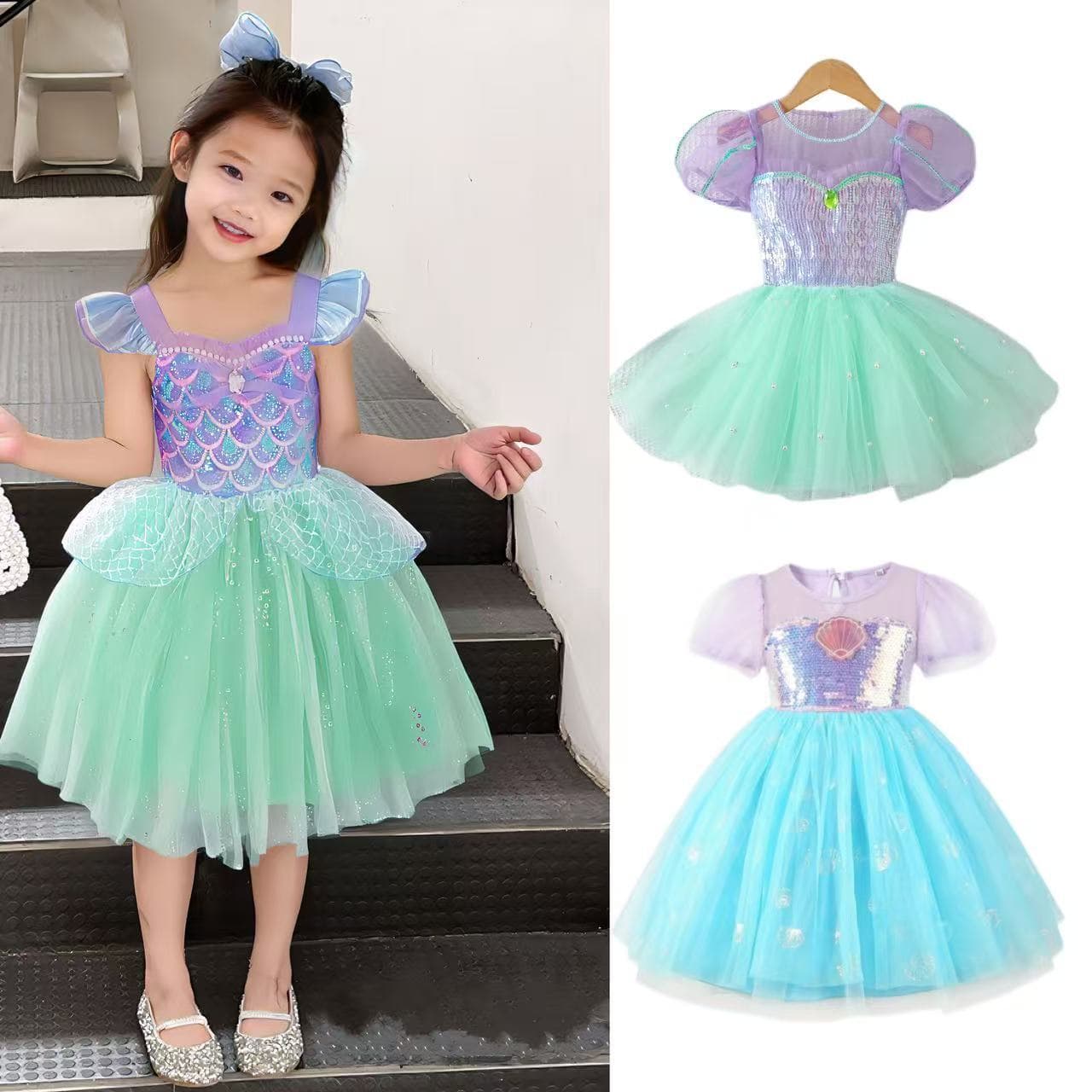Foreign trade summer style children's fluffy ballet skirt girls' fashionable sequined mermaid princess series dress