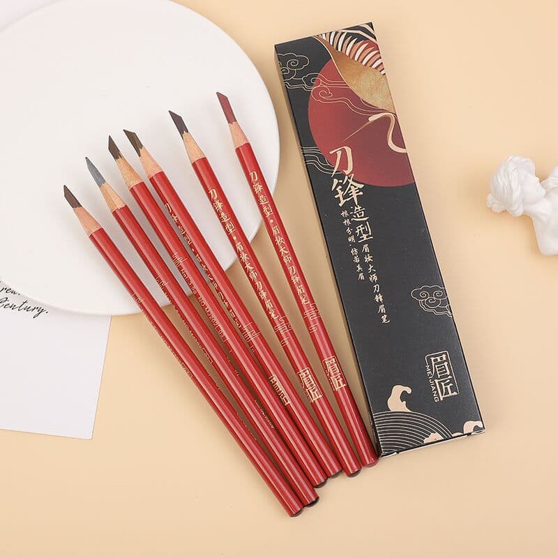 Meijiang Hard Core Eyebrow Pencil Long-lasting, Waterproof, Sweat-proof, Smudge-proof, Beginner-friendly, Slanted Eyebrow Pencil for Women Cosmetics