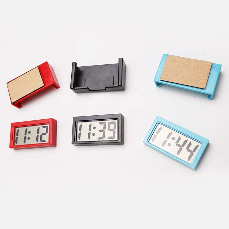 Large screen home digital display car clock adhesive electronic mini car clock, simple car accessory.