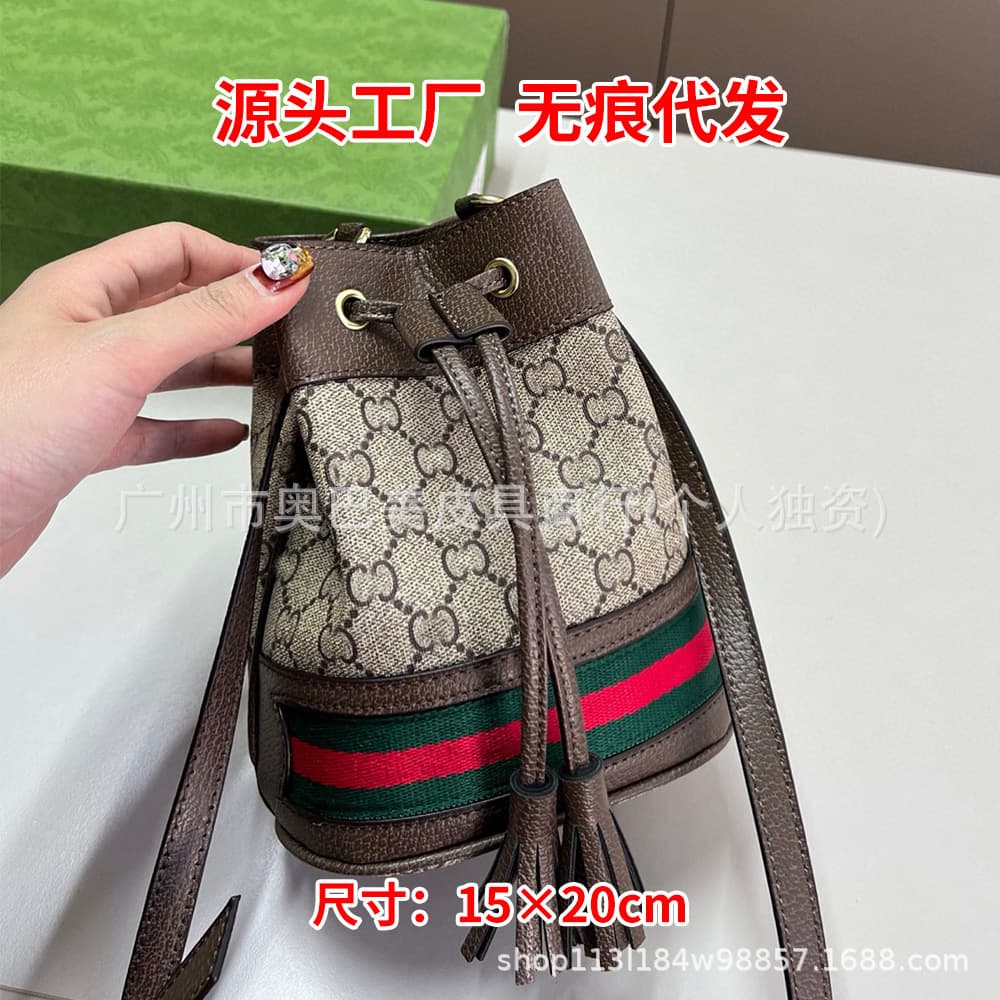2025 New Women's Mini Bucket Bag Semi-Circular Saddle Bag Original Leather from Gucci Large Capacity