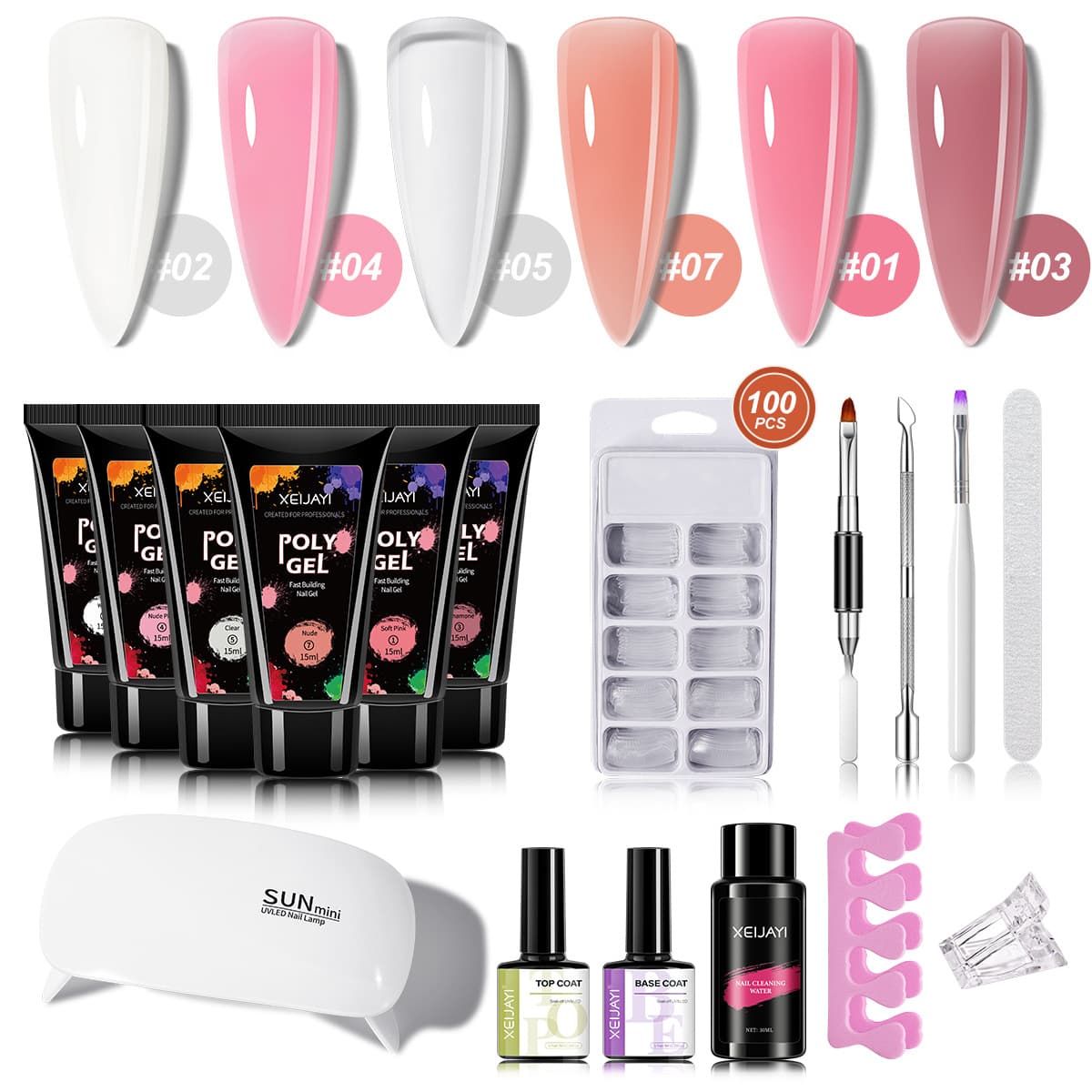 Nail extension glue 6-color set, quick extension glue set, paper-free extension glue base, glue sealing layer tool set