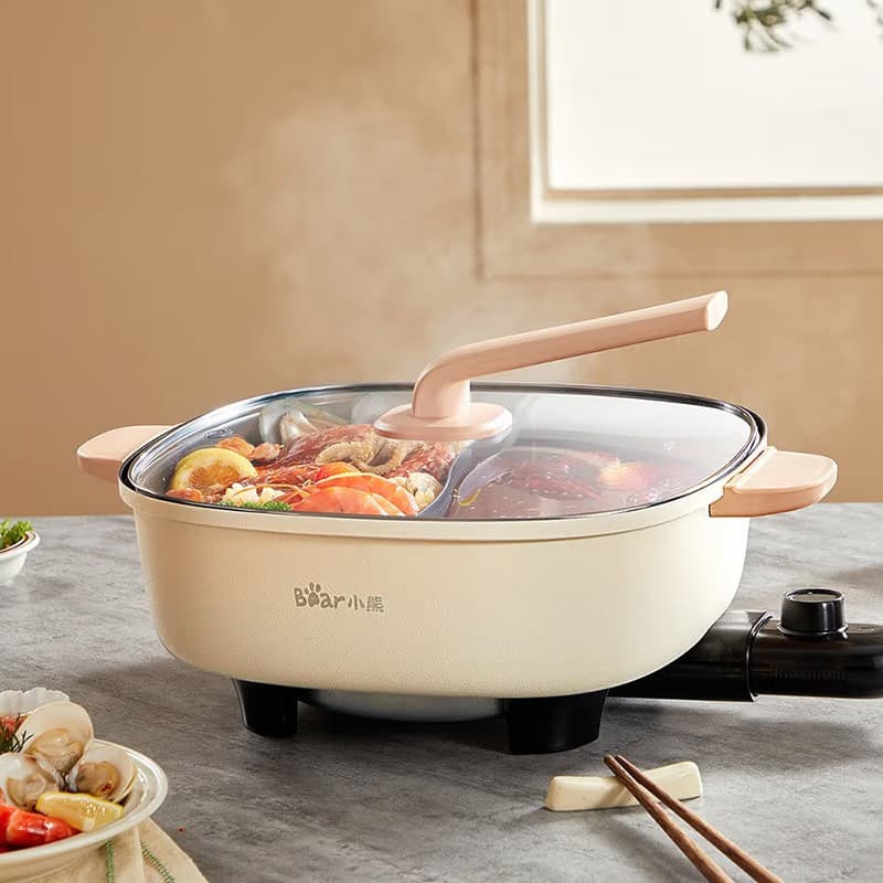 Little Bear DHG-D60F1 Dual-Compartment Electric Hot Pot, Electric Cooker, Multi-functional Pot, Hot Pot, 6L