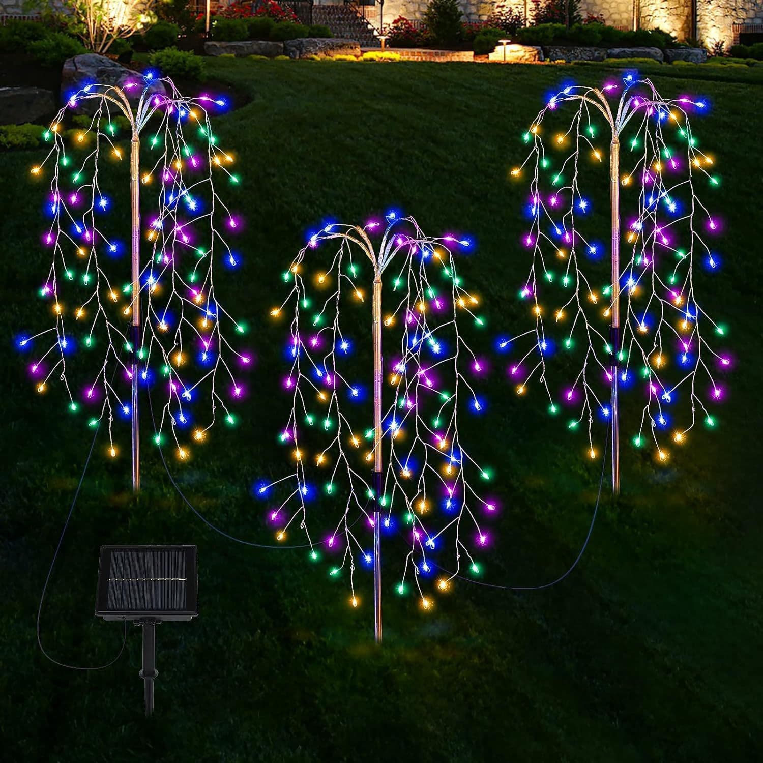 Solar Ground Plug Firecracker Light LED Copper Wire String Lights Christmas Holiday Atmosphere Light Courtyard Lawn Light Firework Light