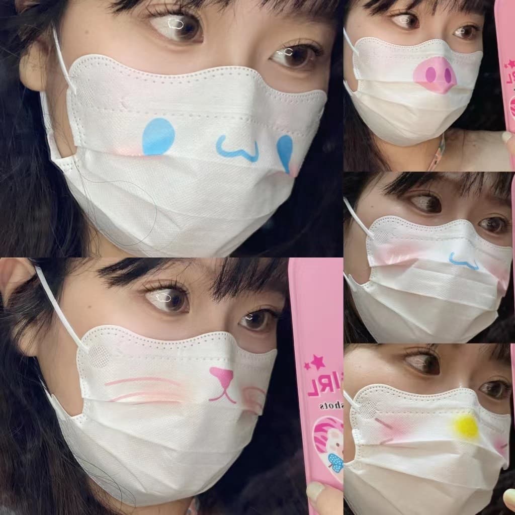 Xiaohongshu's new beauty V-face butterfly blush, cinnamon dog and cat cute kitty disposable face mask