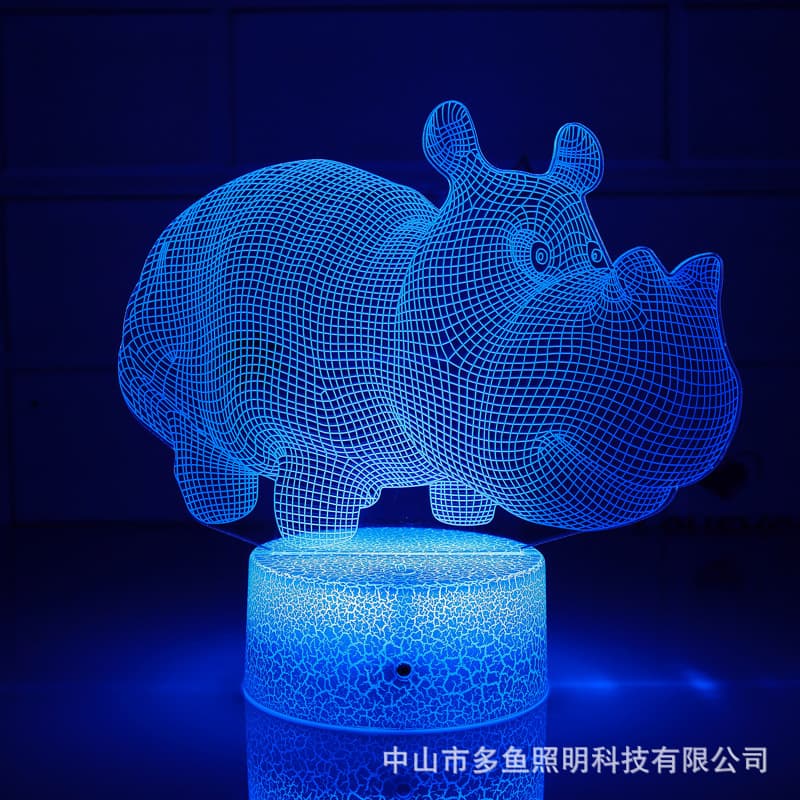 Cross-border Exclusive Tiger Leopard Horse Peacock Gorilla Shark Dolphin Turtle LED Touch Remote Control Colorful 3D Night Light