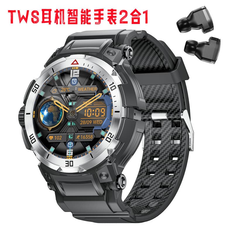 Cross-border GT100Pro Smart Watch TWS Earphone 2-in-1 Bluetooth Call Outdoor Sports Watch Heart Rate Health