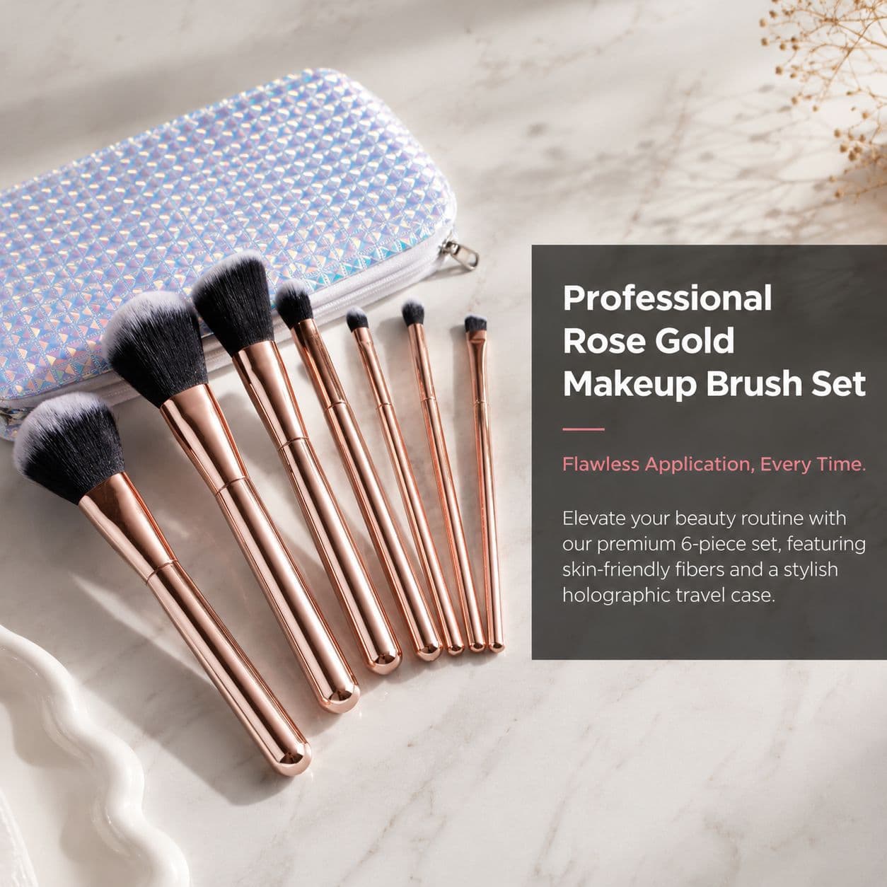 6 Electroplated Concealer Brushes Medium Foundation Brush Detail Brush Makeup Tool Single Brush Wholesale