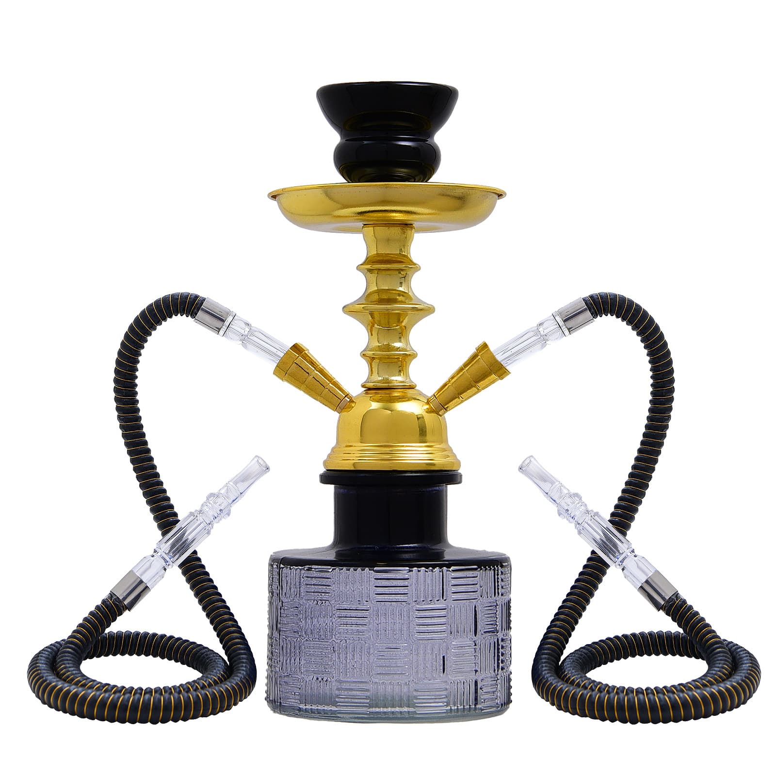 Factory Direct Arabic Hookah with Light, Dual Hose Cross-Border Wholesale Glass Hookah Bar Exquisite Hookah