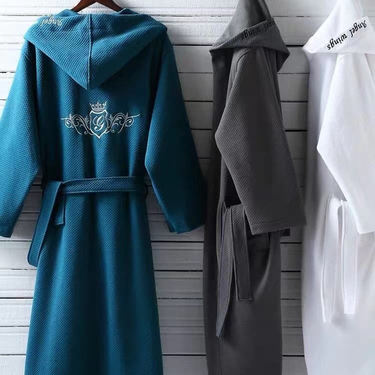 Five-Star Hotel Bathrobe for Men and Women, Autumn/Winter Couples Long Robe, Pure Cotton Absorbent Quick-Dry Towel Material