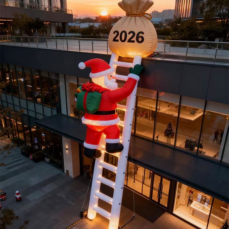 Giant Inflatable Santa Claus Air Model Bell Mall Hanging Cartoon Large Light-Up Snowman Scarf Decoration Display