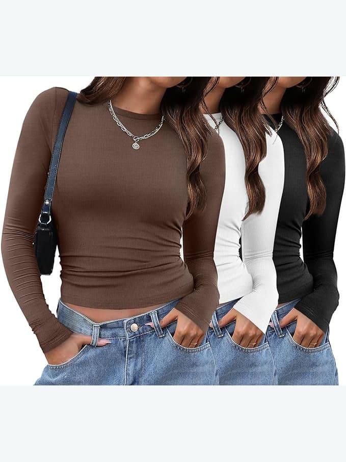 Women's Long Sleeve O-Neck T-Shirt for Autumn and Winter