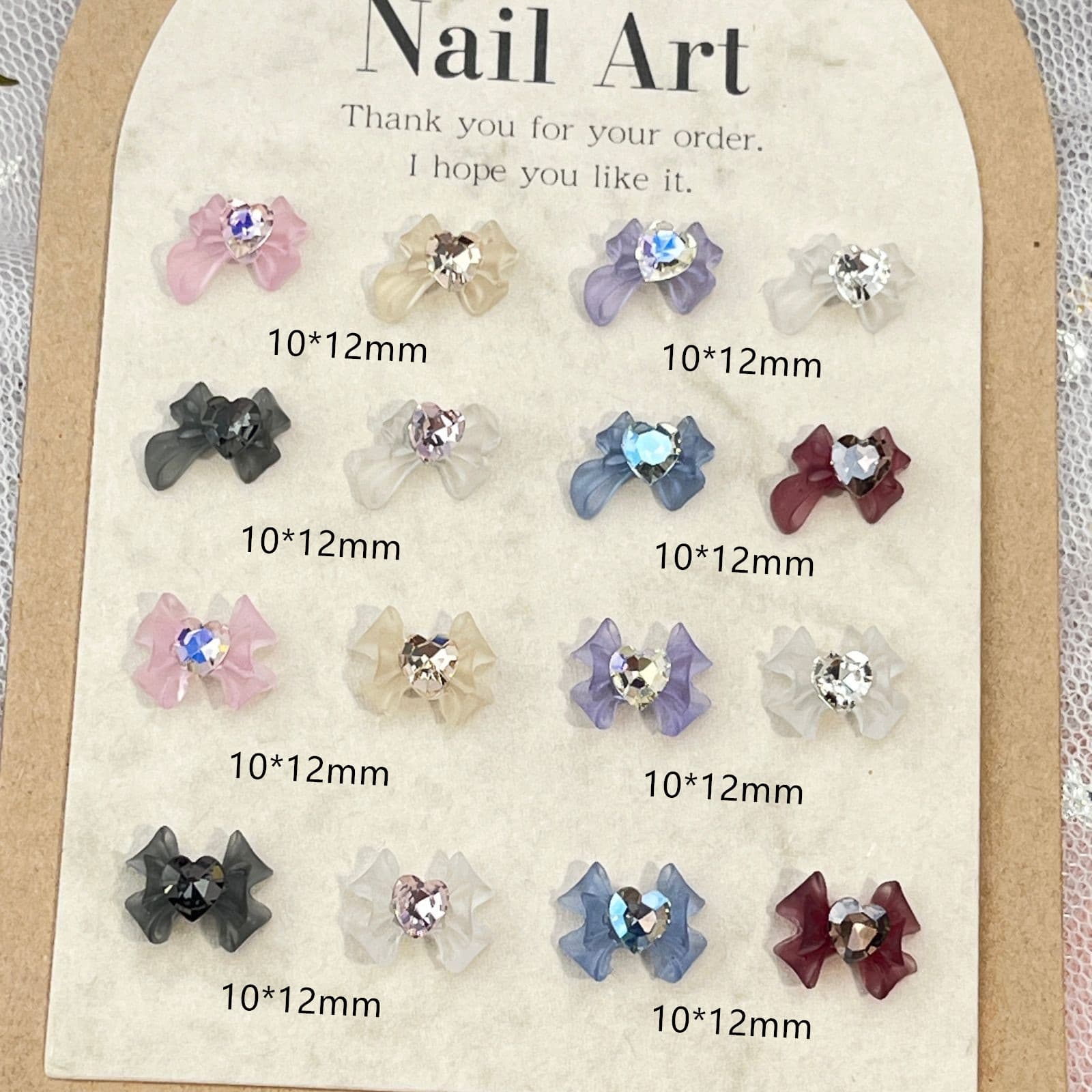 Dragon Heart Bow Tie Nail Art Accessories Frosted Frosted Swarovski Diamond K9 Love Bow Tie Wearing Nail Accessories