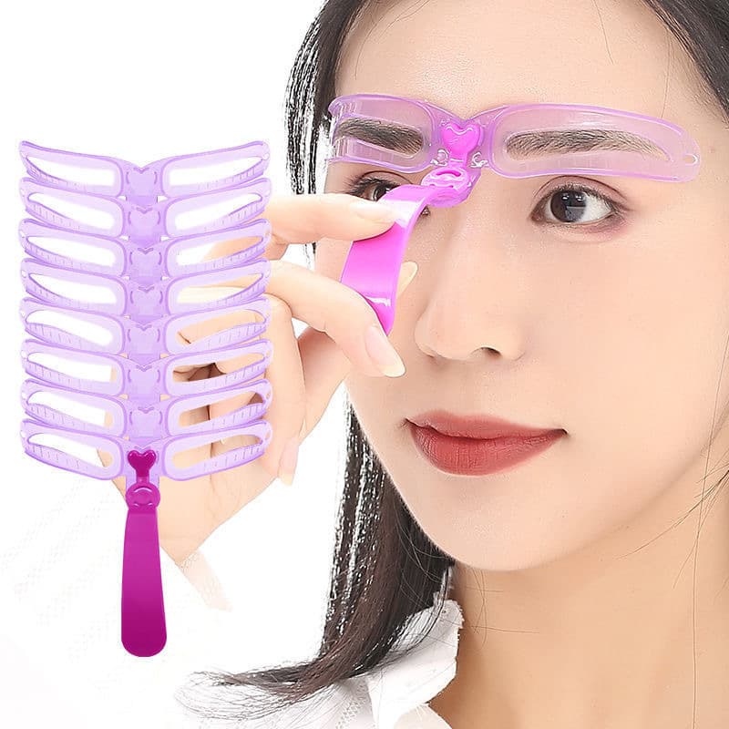 Cross-border Hot-selling 8-Piece Handheld and Headband Eyebrow Stencil Set for 3D Shaping, Beginners