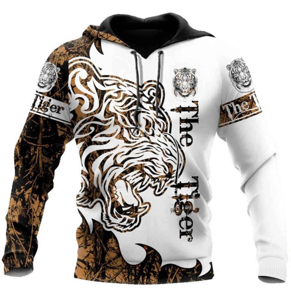 New Large Size 3D Digital Print Lion Animal Casual Fashion Hoodie Sweatshirt Men's Wear Comfortable Loose Fit Chinese Origin