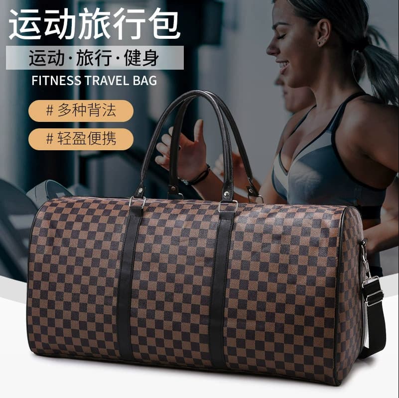 Foreign trade printed fashionable travel bags for men and women on business trips, short-distance luggage bags, textured soft leather fitness sports bags
