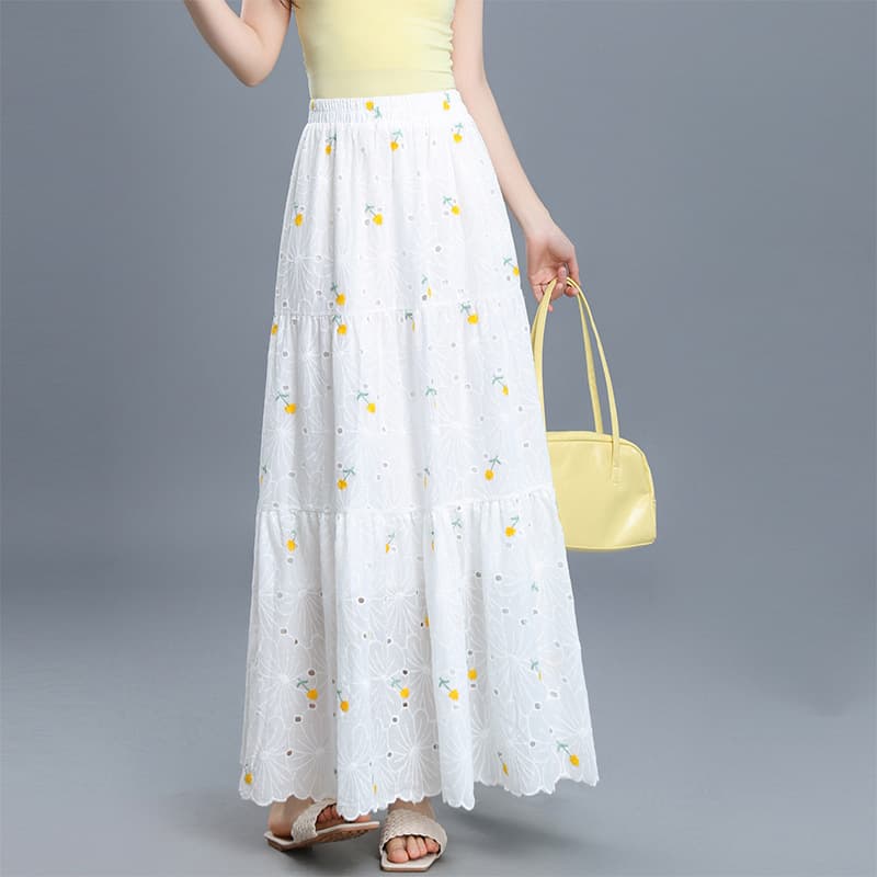 Women's Embroidered High-Waist Sweet Soft Half Skirt, 2026 Summer New Floral Slim Fit Long Skirt, A-Line Skirt Trend