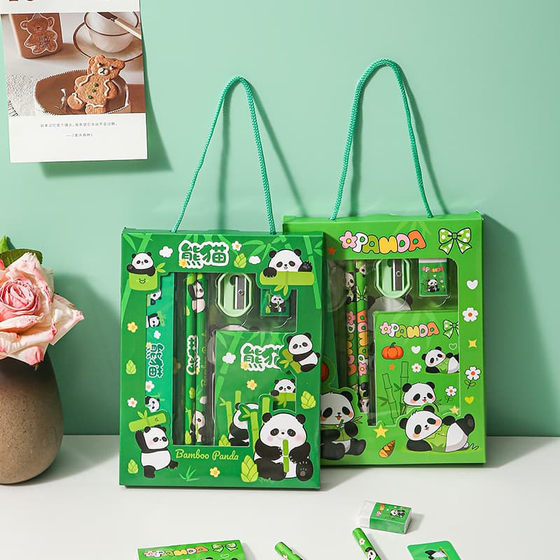 Children's Panda Stationery Set Surprise Stationery Gift Box for Elementary Students Kindergarten Back-to-School Class Reward Small Gift