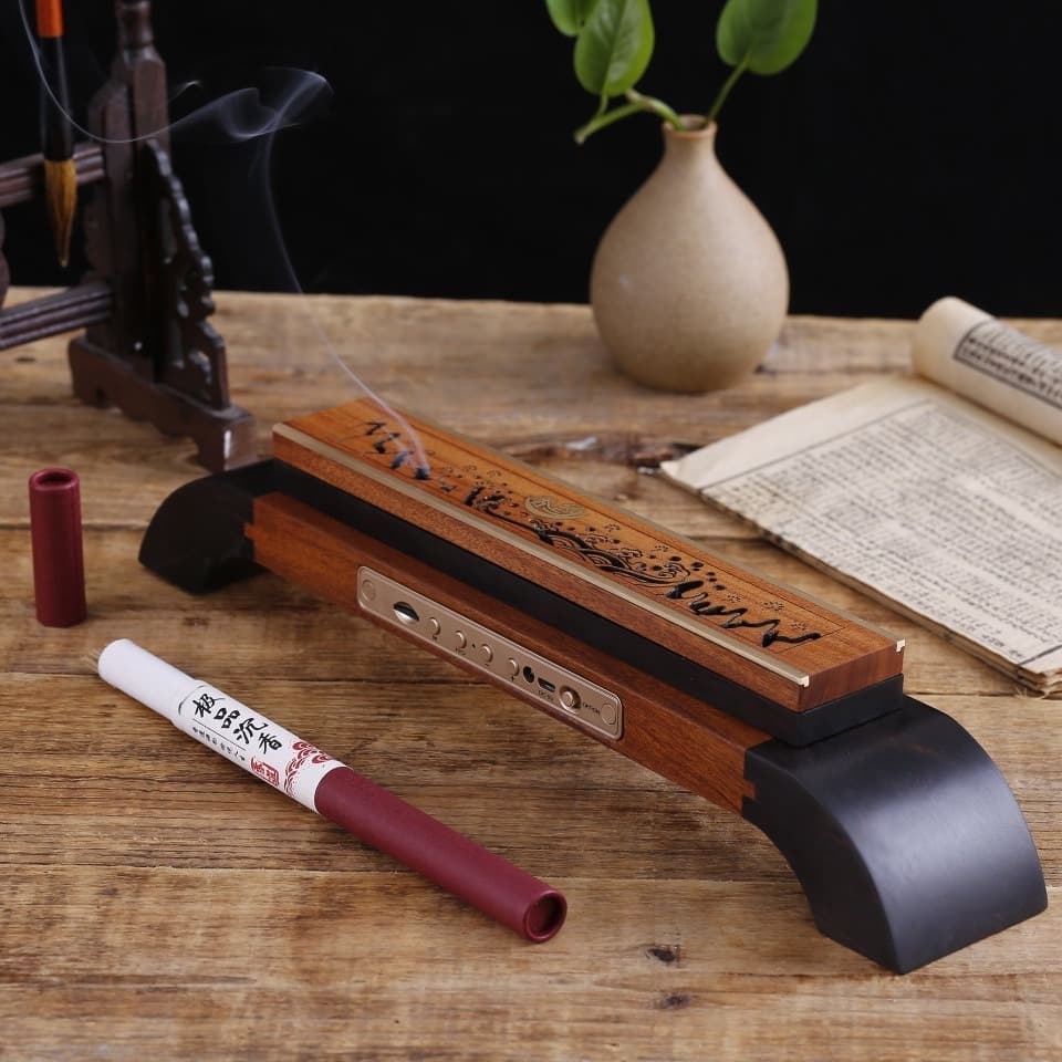Redwood and Purple Sandalwood Classical Music-Inspired Incense Burner with Hollow Carving