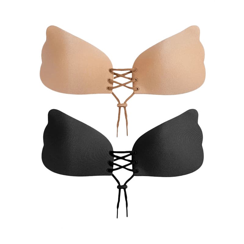 Drawstring-style invisible breast pads, seamless and lifting, with a pull cord design that instantly lifts and enlarges small breasts.