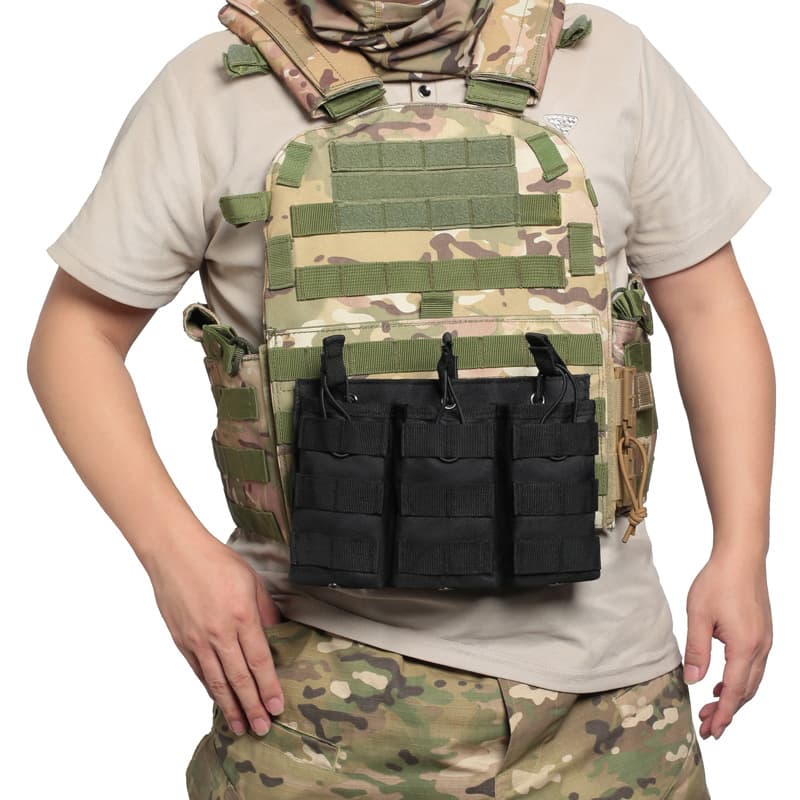 Military Tactical Triple Magazine Pouch, MOLLE Ammo Attachment Pack for Field Use, CS Shooting M4 Magazine Storage Bag