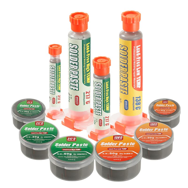 Manufacturer Direct Eco-friendly Lead-free Syringe Solder Paste for Mobile Chip Repair, High Medium Low Temperature Round Can Tin Paste Solder Paste