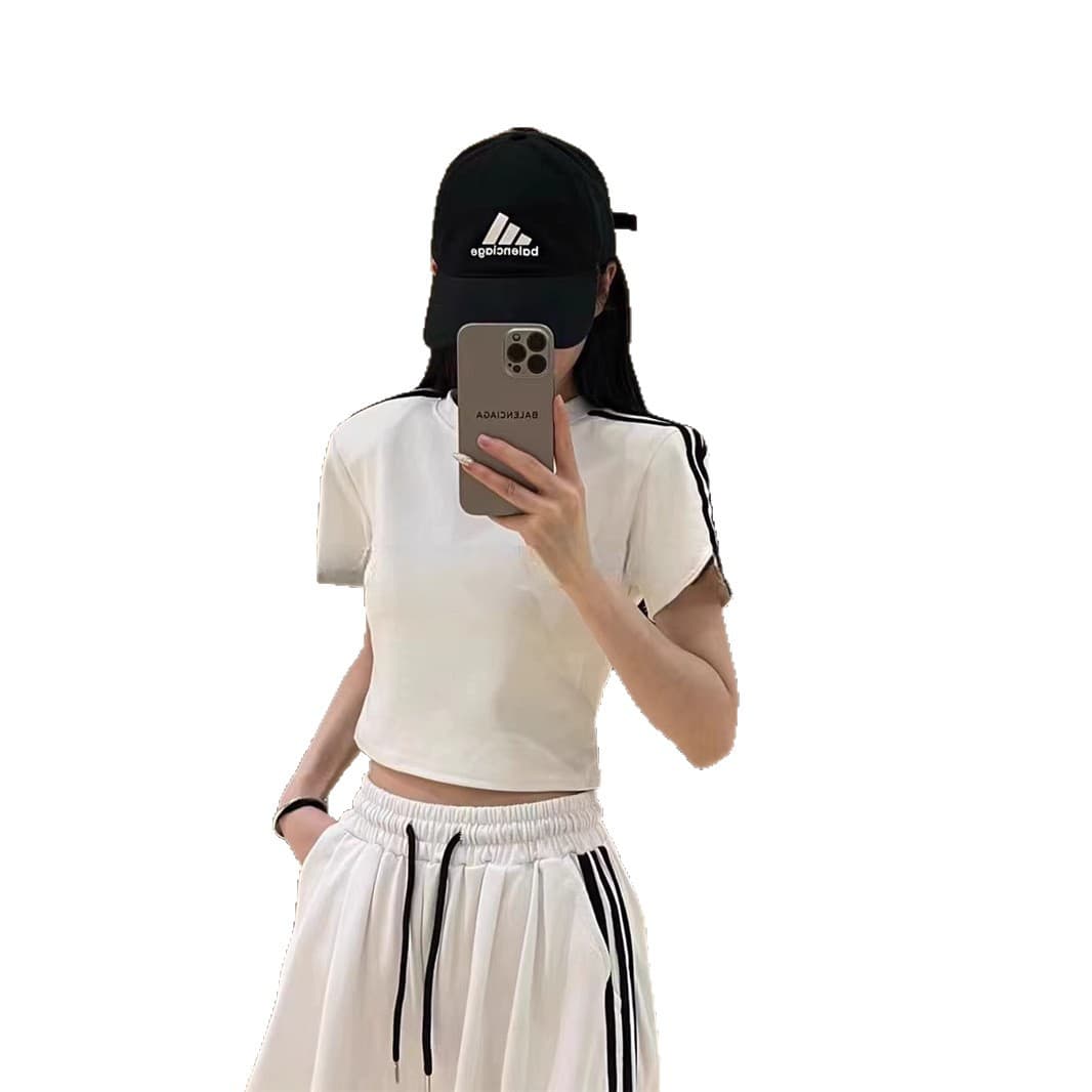 Women's Summer Sportswear Set - Loose Fit, Fashionable, Casual, Age-Defying Short Sleeve Top with Wide Leg Pants, Leisure Two-Piece Set
