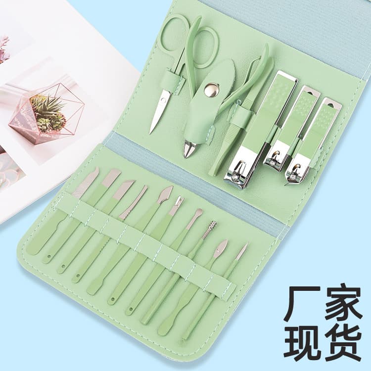 Matcha Green 16-Piece Nail Clipper Set, Manicure Tool Kit, Nail Care Set