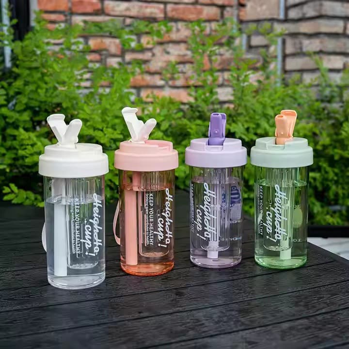 Factory Direct 600ml 800ml High Appearance Tea Separation Flower Cup PC with Tea Chamber Portable Rope Plastic Cup