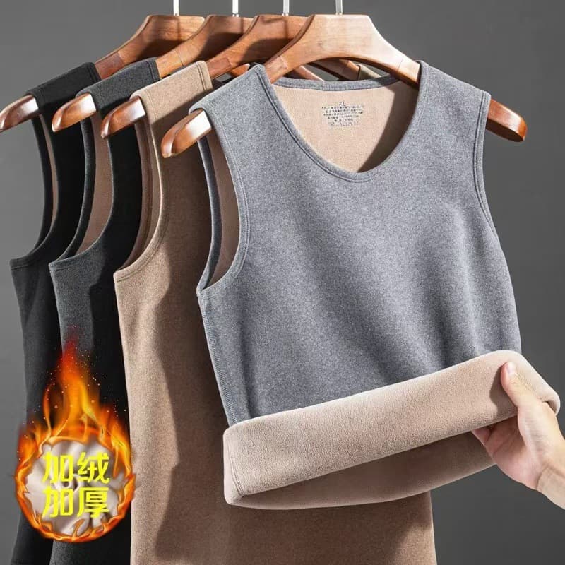 Fleece Lined Thickened Warm Vest Men's Inner Wear Autumn/Winter German Fleece Heating Base Layer Cotton Waistcoat Slim Fit Sleeveless Tank