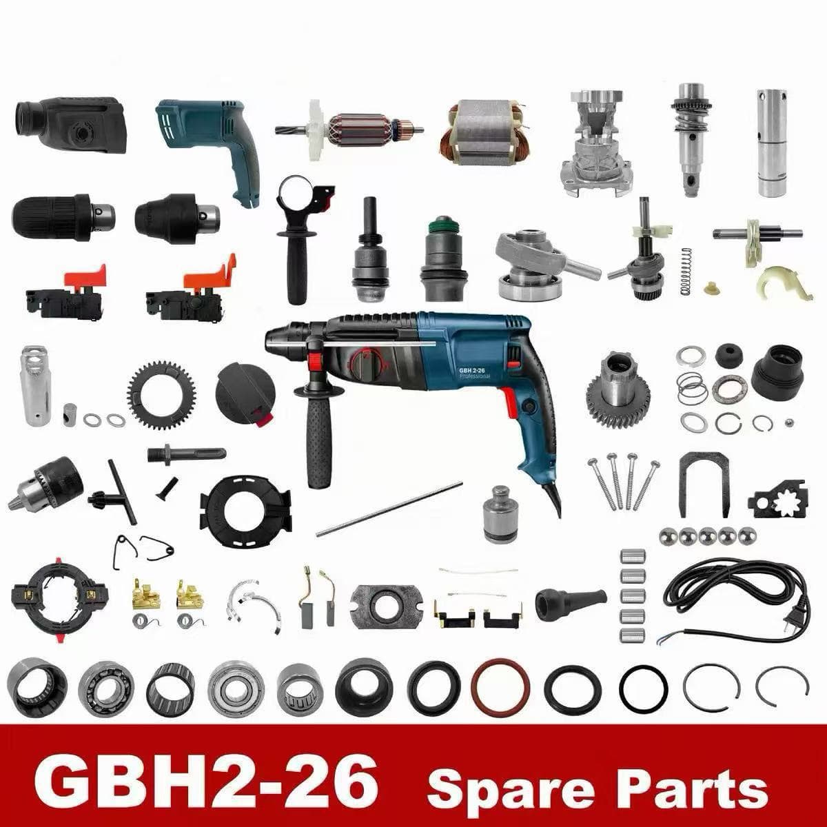 Niuli Te Cross-Border Factory Direct Sales Hammer Drill Accessories Compatible with GBH2-26 Full Set of Accessories