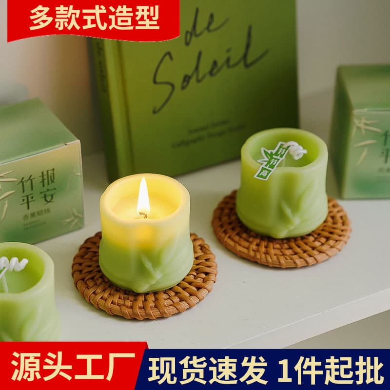 Creative Bamboo Candle Aromatherapy Wax Candle Filled with Ambient Atmosphere Perfect Room Decoration Handmade Crafted