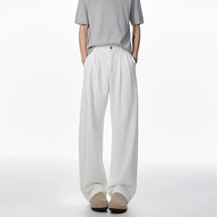 American Style Draped White Ice Silk Trousers Men Women Summer Thin Cleanfit Straight Leg Pants Loose Casual Floor-Length Pants