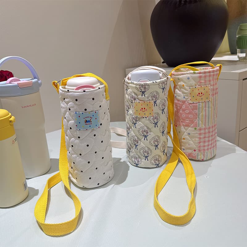 Insulated Cup Protective Case Storage Water Bottle Bag Fresh Cute Floral Outdoor Crossbody Water Bottle Pouch Cup Cover
