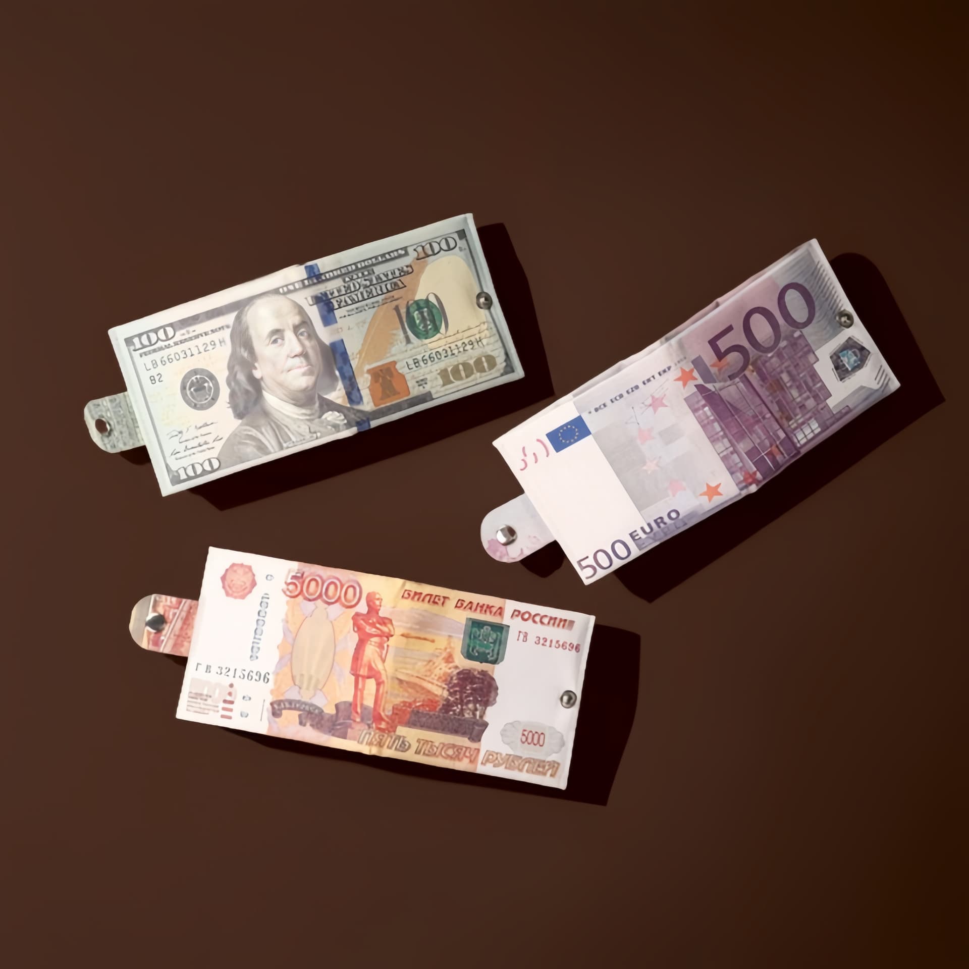 Short Canvas Wallet with Snap Button, Zipper, Foldable Bill Compartment, Foreign Currency Print, Cross-border Coin Purse Card Holder