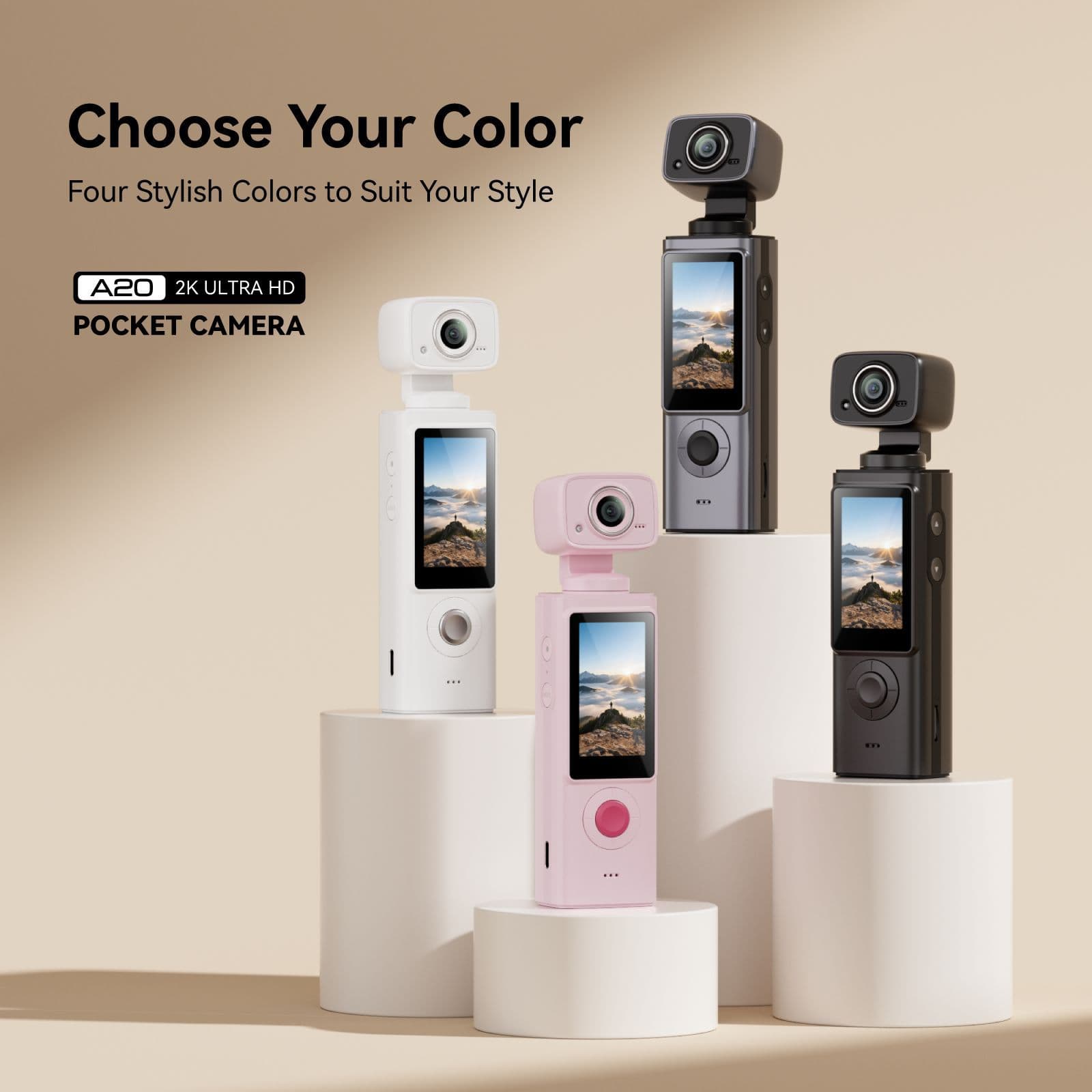 2K HD Pocket Camera WiFi Sync Cycling Handheld Sports Camera 270° Rotating Lens