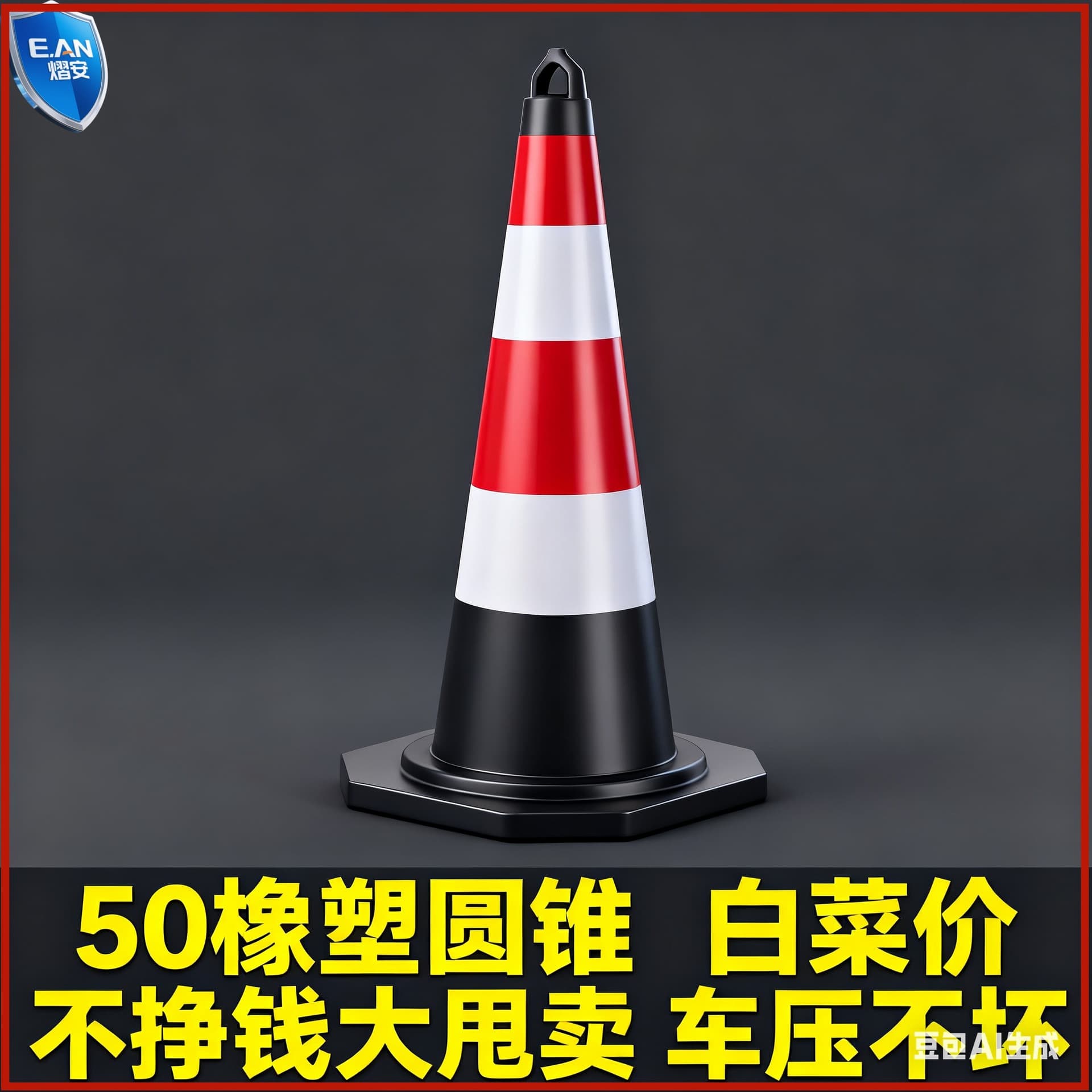 50cm rubber and plastic cone reflective cone ice cream cone lifting ring isolation cone movable roadblock construction safety cone bucket