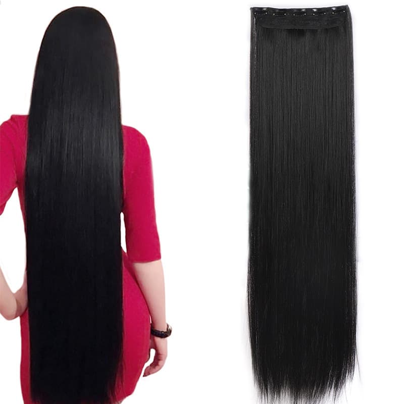 European and American Hair Extension Long Straight Hair Piece Five-Clip High-Temperature Silk Seamless Hair Extension