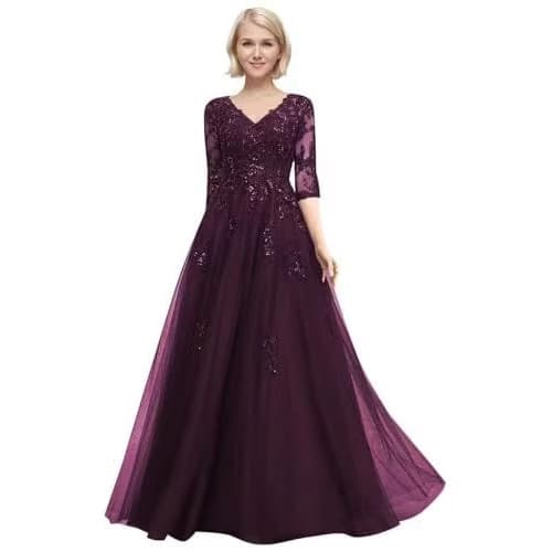 New Evening Dress Cross-border Amazon Women's New Lace Short Sleeve Dress European and American Women's Bridesmaid Dress Premium