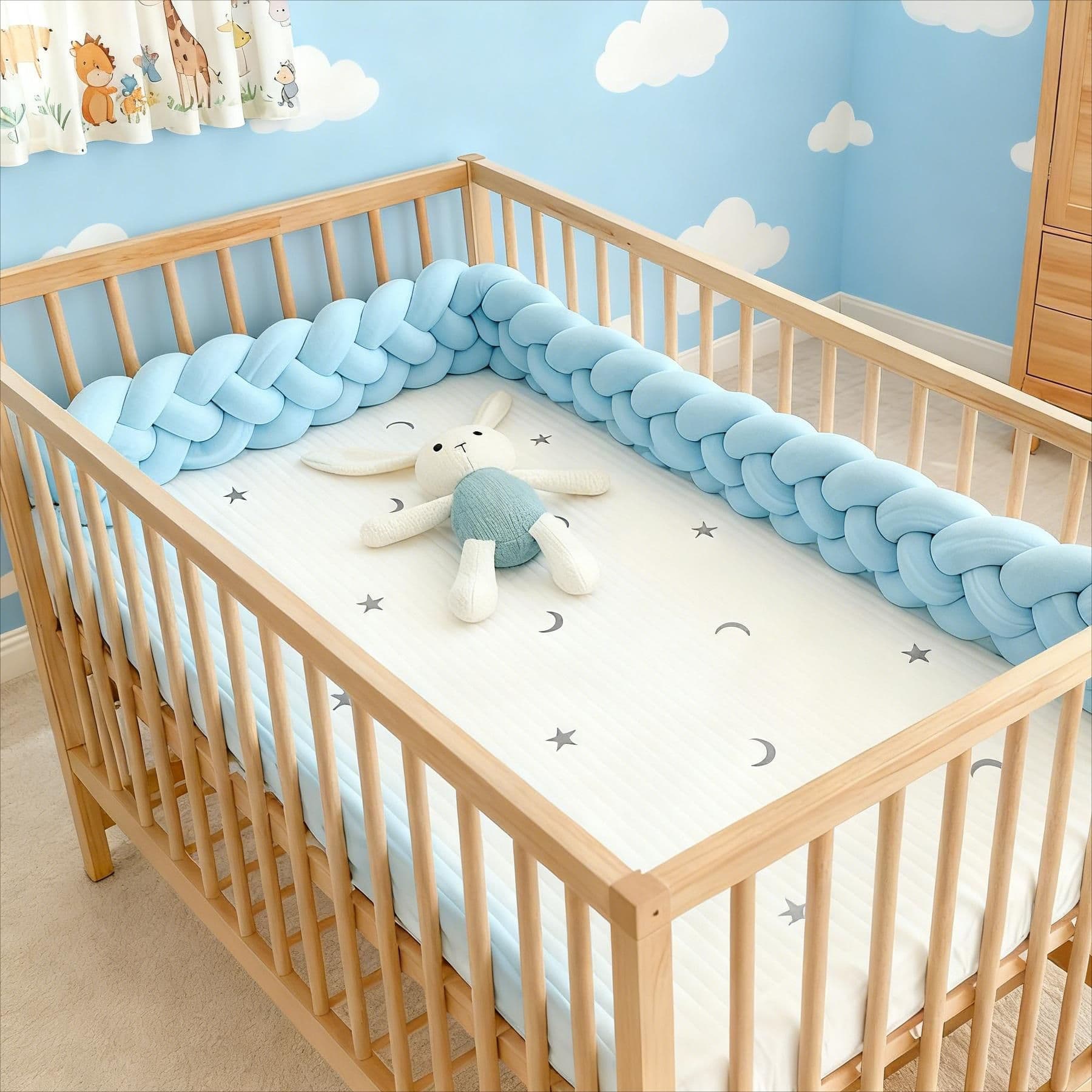 Ins-Style Braided Four-Strand Twist Anti-Collision Soft Baby Bed Rail Guard