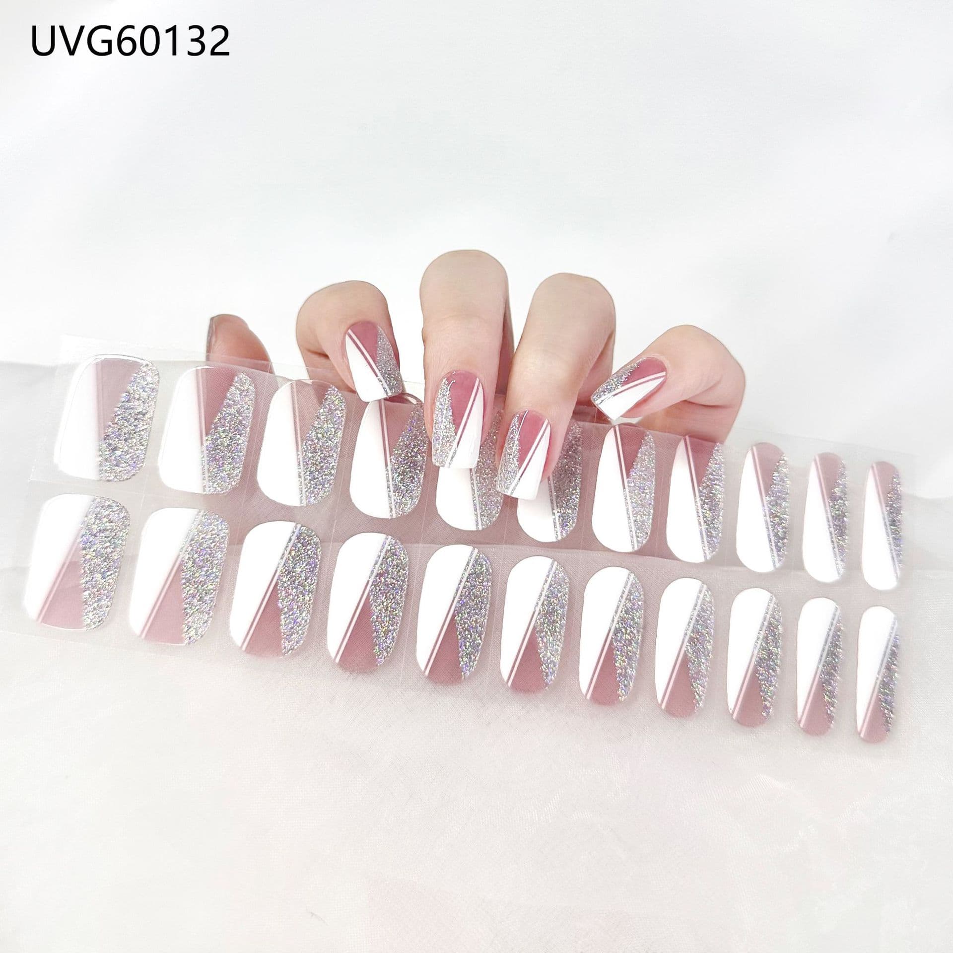 In-stock cross-border UV gel nail stickers semi-cured semi-baked phototherapy nail patches nail polish film lighting nail stickers