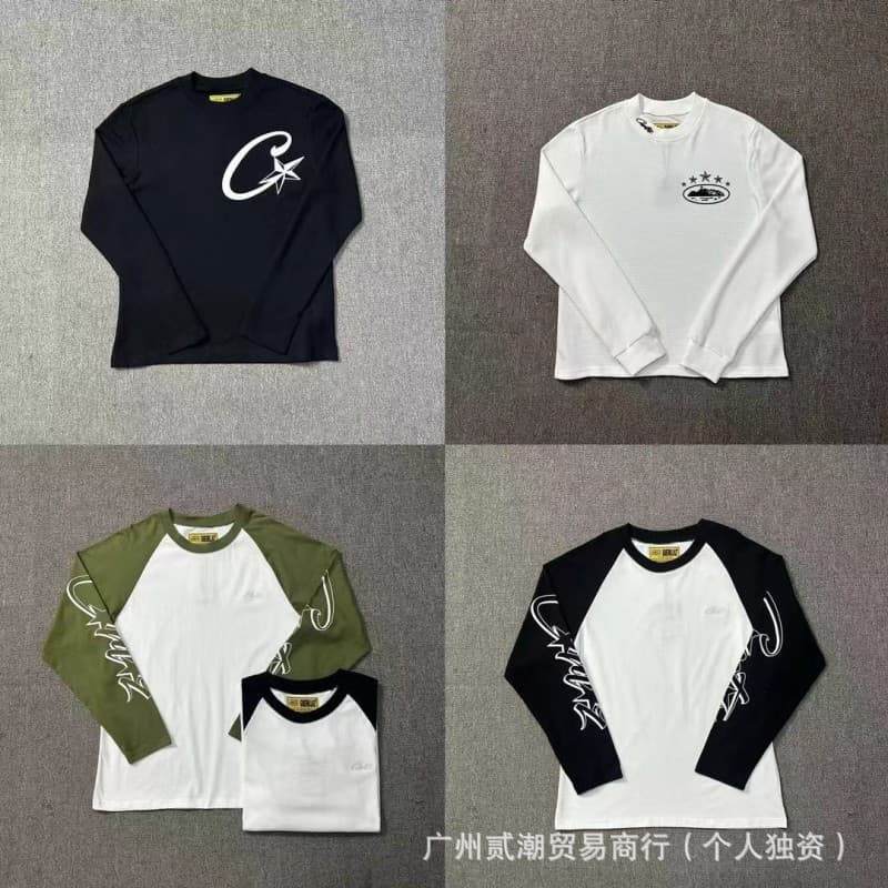 25FW Cort Alcatraz American-style Chest Embroidery Loose Long-sleeve Color-block Raglan Sweatshirt High-street Casual Trend