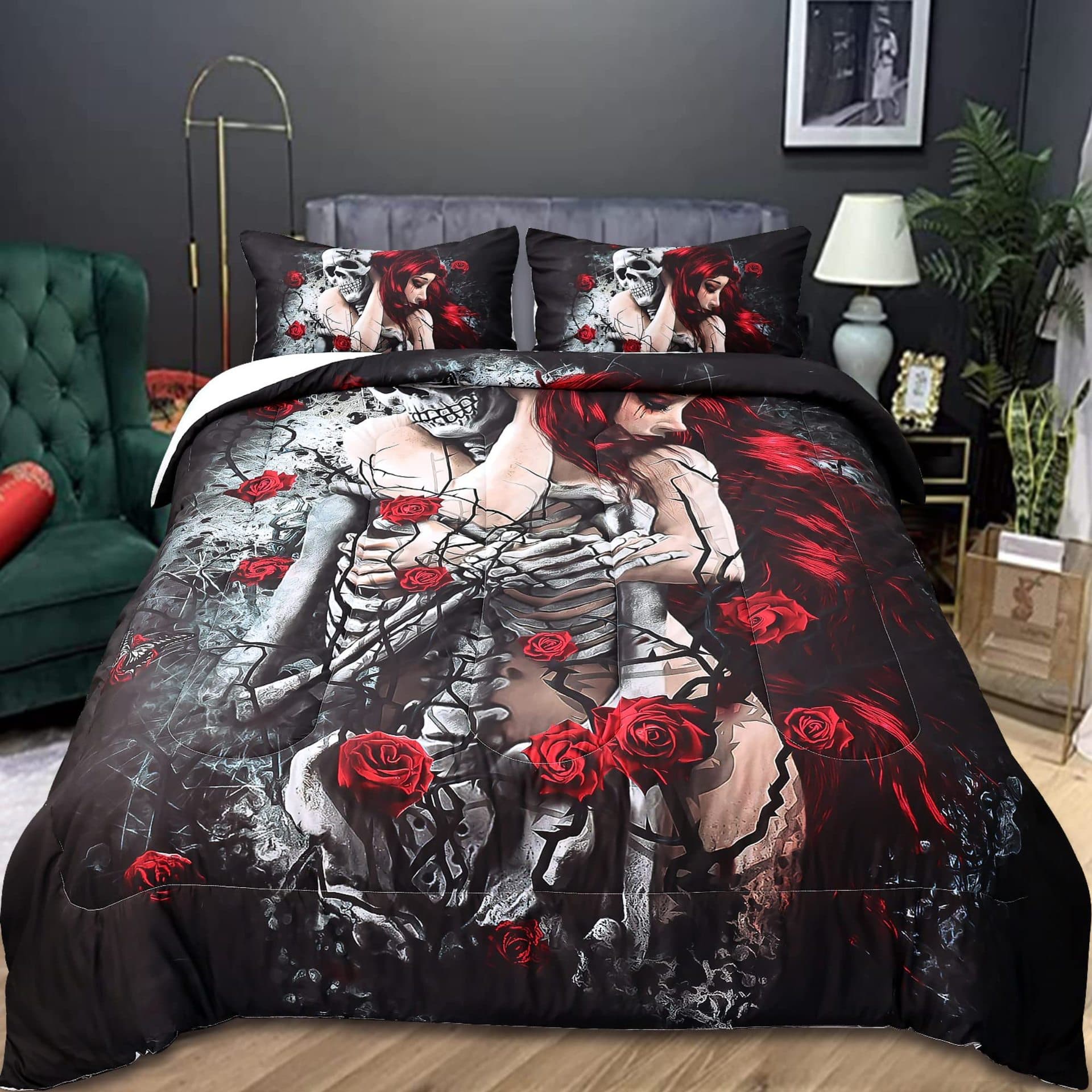 Skull Beauty Duvet Cover Love Never Fades Duvet Cover Vibrant Fun Pattern Factory Direct
