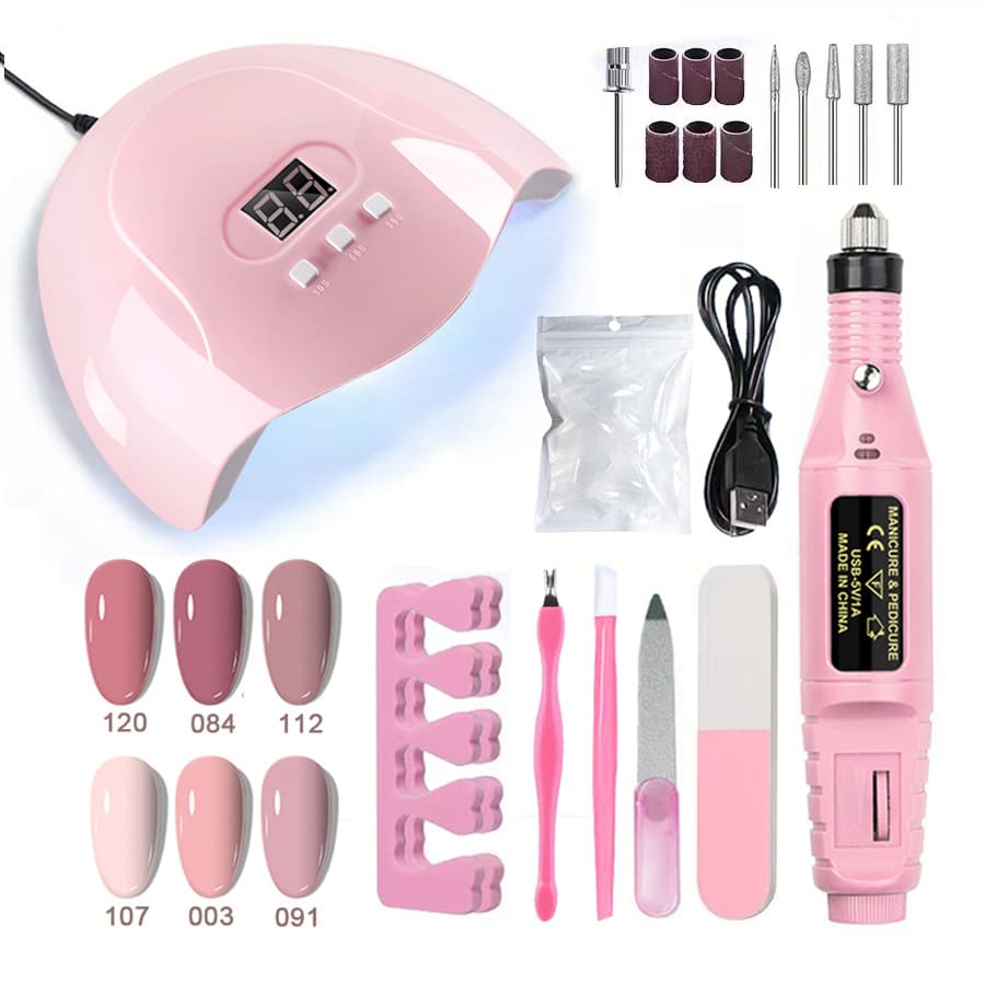 Cross-Border Amazon Best-Selling Valentine's Day Manicure Tool Set, Nail Lamp, Grinder, Nail File, Manicure Set