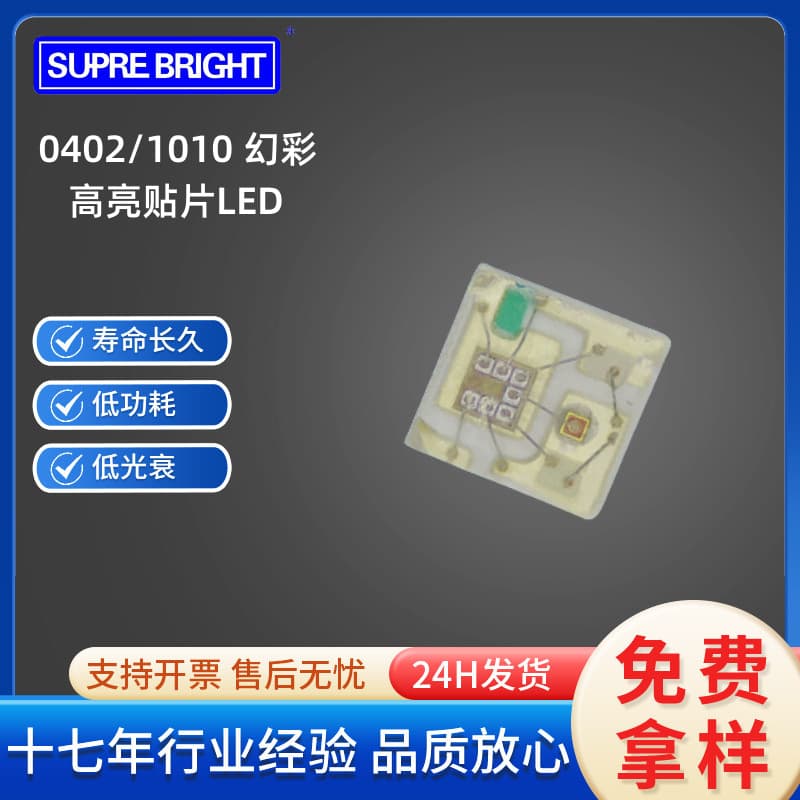 0402 Magic Color WS2812B 1010 Magic Color RGB Programmable LED, Smallest Size with Built-in IC, 5V Power Supply