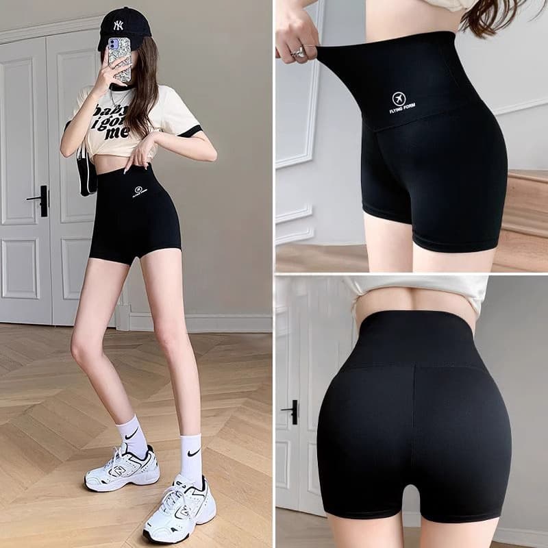 Three-Quarter Safety Pants for Women Anti-Peep, Summer Thin Internet-Famous Sexy Butt-Lifting Airplane Shark Short Safety Leggings