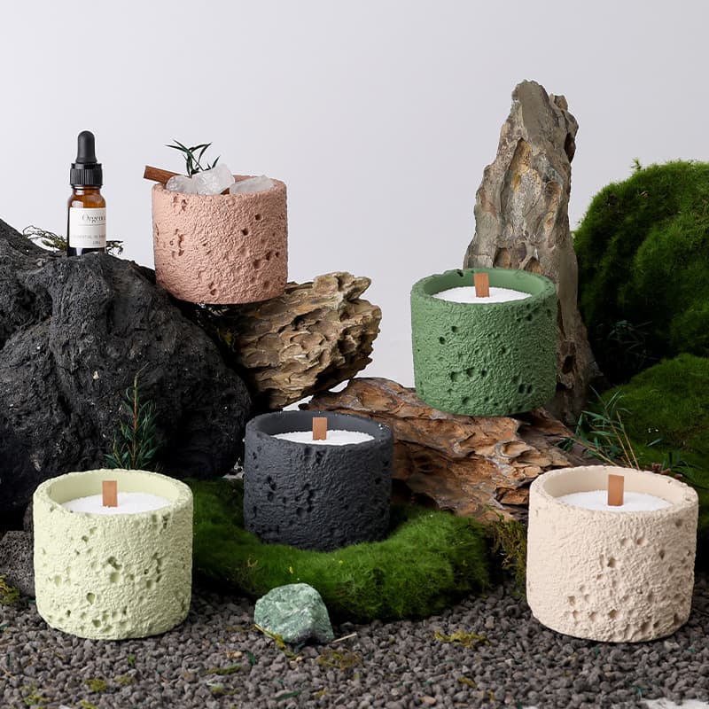 Amazon Hot Sale Volcanic Stone Cup Cement Candle Cup Wax Container Empty Cup Aromatherapy Candle Cup