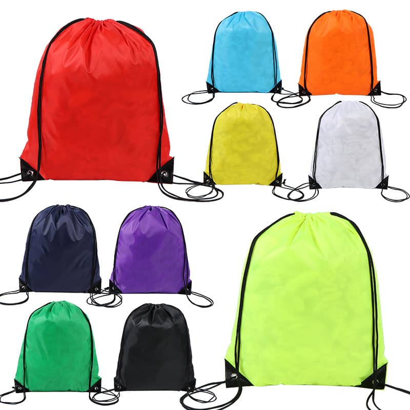 Stock polyester drawstring bag marathon event bag drawstring pouch outdoor basketball storage bag printable logo